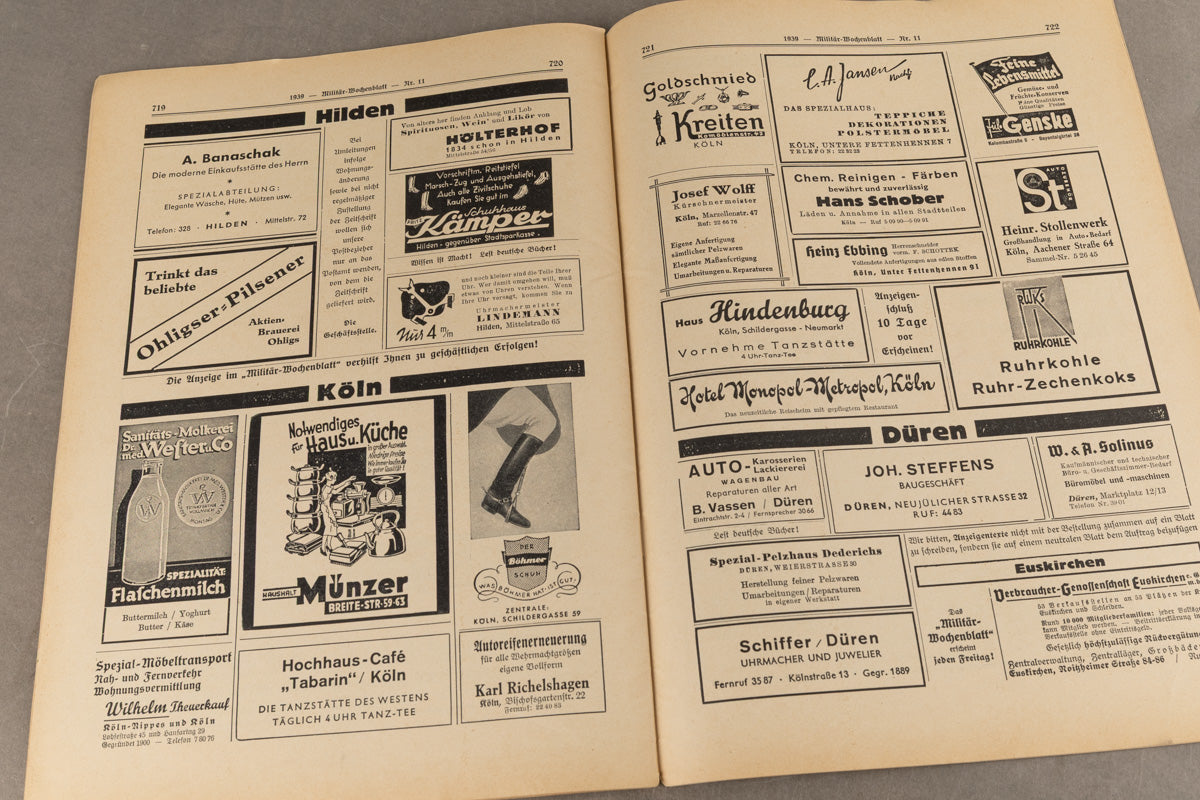 WW2 Tysk "Militär-Wochenblatt" Blad. Original.