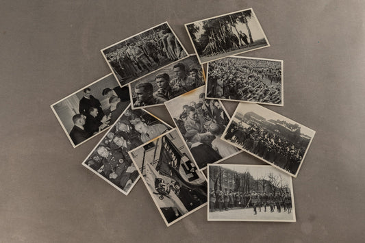WW2 Tysk "Cigaretten Album" Billeder. 10 stk. 8x12 cm. Gode motiver. Original.