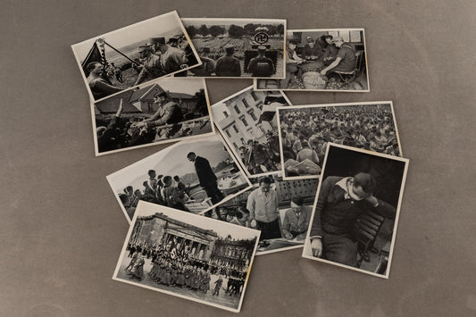WW2 Tysk "Cigaretten Album" Billeder. 10 stk. 8x12 cm. Gode motiver. Original.