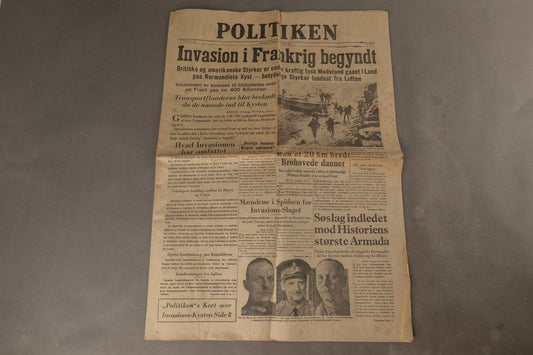 WW2 Dansk Politikken avis fra d. 06. juni 1944 på D-Day. Original.