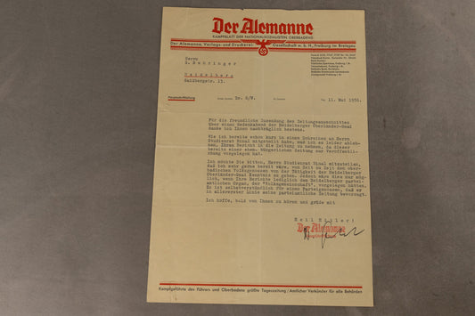 WW2 Tysk "Der Alemanne" Brev. Original.