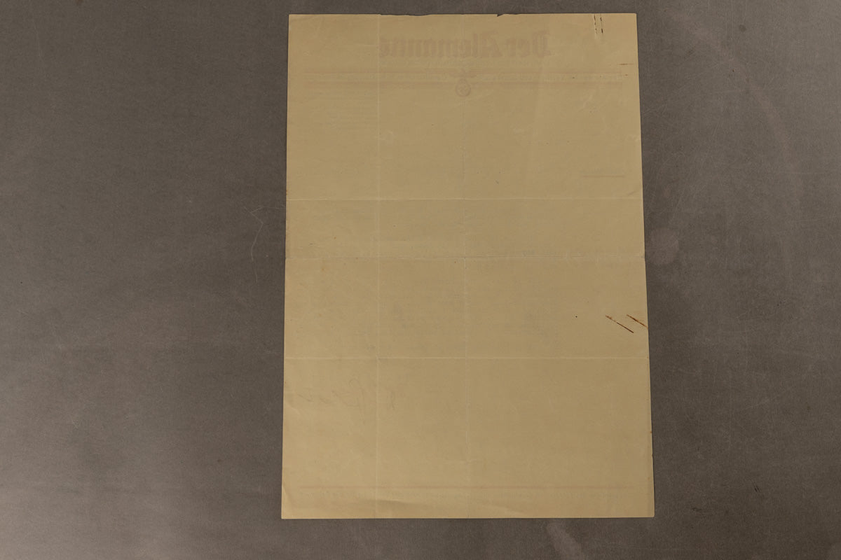 WW2 Tysk "Der Alemanne" Brev. Original.