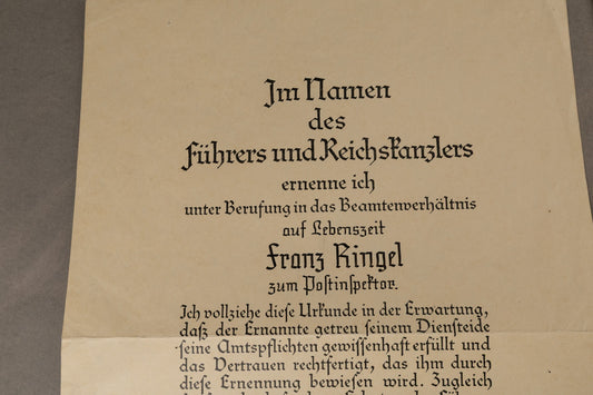 WW2 Tysk Lot af 2 forfremmelses urkunder. Fra samme mand. Original.