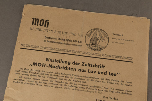 WW2 Tysk "Marine-Offizier-Hilfe" (MOH) Blad. Original.