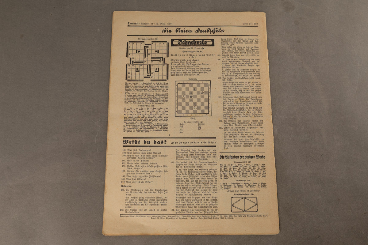 WW2 Tysk "Tatkraft" Blad. Original.