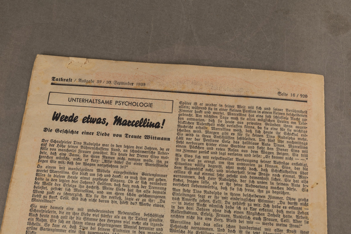 WW2 Tysk "Tatkraft" Blad. Original.