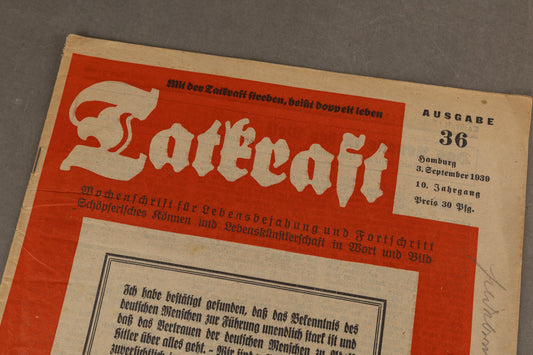 WW2 Tysk "Tatkraft" Blad. Original.